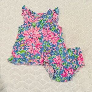 Lilly Pulitzer Baby Dress and Bloomers in Pink and Blue